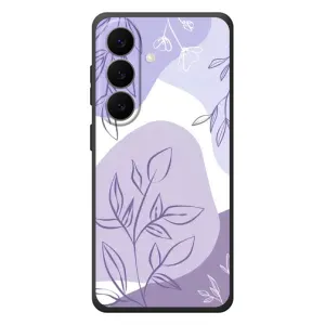 Силиконовый чехол с принтом в цветах на Samsung Galaxy S26 Plus (Фиолетовые листья абстракция)