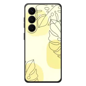 Силиконовый чехол с принтом в цветах на Samsung Galaxy S26 Plus (Желтая монстера арт)