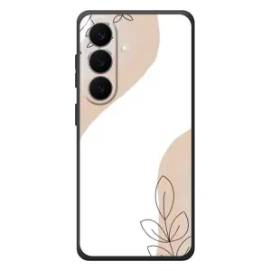 Силиконовый чехол с принтом в цветах на Samsung Galaxy S26 Plus (Нюдовая веточка абстракция)