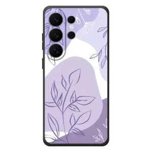 Силиконовый чехол с принтом в цветах на Samsung Galaxy S26 Ultra (Фиолетовые листья абстракция)