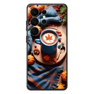Чехол с уникальным дизайном «Осень с кофе» для Samsung Galaxy S26 Ultra (Кофе и тыковки)