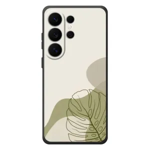 Силиконовый чехол с принтом в цветах на Samsung Galaxy S26 Ultra (Зеленая монстера дизайн)