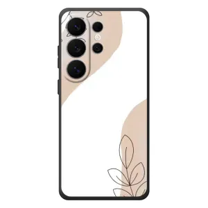 Силиконовый чехол с принтом в цветах на Samsung Galaxy S26 Ultra (Нюдовая веточка абстракция)