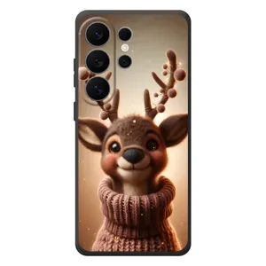 Яркий чехол для Samsung Galaxy S26 Ultra с Зимними Оленятами (Олень в свитере)