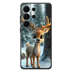 Яркий чехол для Samsung Galaxy S26 Ultra с Зимними Оленятами (Олененок в лесу)