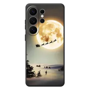 Новогодние, Праздничные Чехлы для Samsung Galaxy S26 Ultra - 2024 год (Санта на луне)