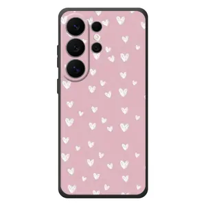 Чехол с розовым рисунком для Samsung Galaxy S26 Ultra (Сердечки на розовом)