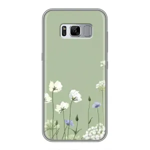 Чехол с цветочным принтом на Самсунг Галакси С8 Плюс G955 (Цветы на зеленом)