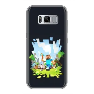 Чехол Майнкрафт на Samsung Galaxy S8 Plus, G955 (AlphaPrint) Minecraft (персонажи Minecraft)