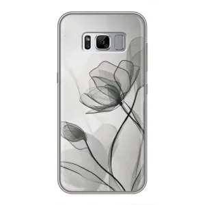 Чехол с цветочным принтом на Самсунг Гелекси С8, Ж950 (Черные цветы)
