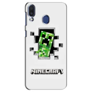 Чехол Майнкрафт на Samsung Galaxy M20 (M205) (AlphaPrint) Minecraft (крипер Майнкрафт)