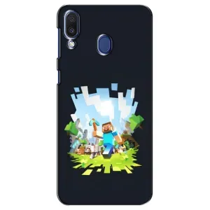 Чехол Майнкрафт на Samsung Galaxy M20 (M205) (AlphaPrint) Minecraft (персонажи Minecraft)