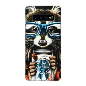 Чохол з принтом для Самсунґ Ґелексі S10 Плюс - (Прикольні) (AlphaPrint) (Єнот з банкою)