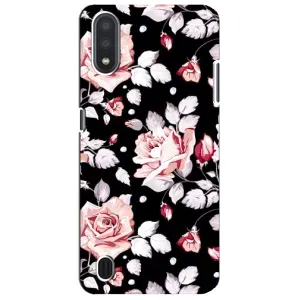 Чехлы с Цветами для Sansung Galaxy M01 Core (A013F) (VPrint) (Цветочки на черном)