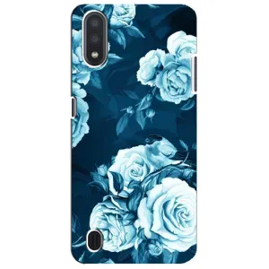 Чехлы (ART) Цветы на Sansung Galaxy M01 Core (A013F) (VPrint) (Голубые Бутоны)