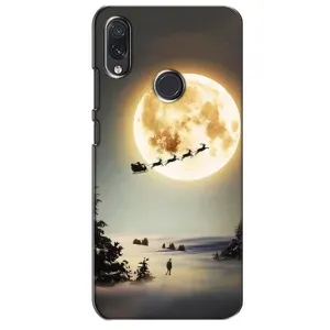 Новорічні, Святкові Чохли для Sansung Galaxy M01s - 2024 год (Санта на місяці)