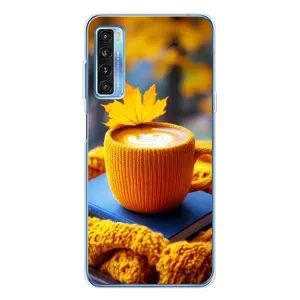 Чехол с принтом «Кофе на желтом пледе» для TCL 20L Plus