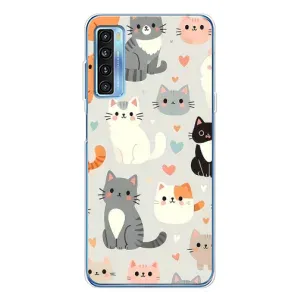Чехол с принтом «Коллаж котов» для TCL 20L Plus