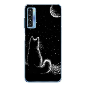 Чехол с принтом для TCL 20L Plus (AlphaPrint) Модные коты