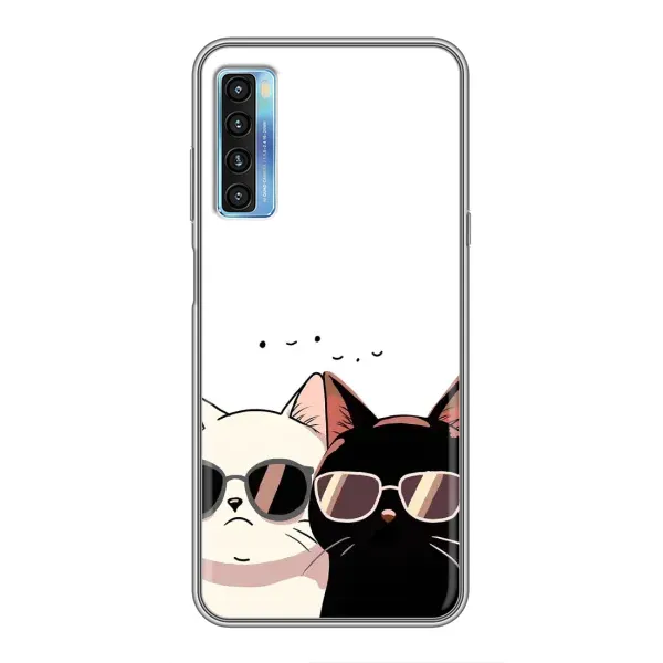 Чохол з принтом «Коти в окулярах» для TCL 20L