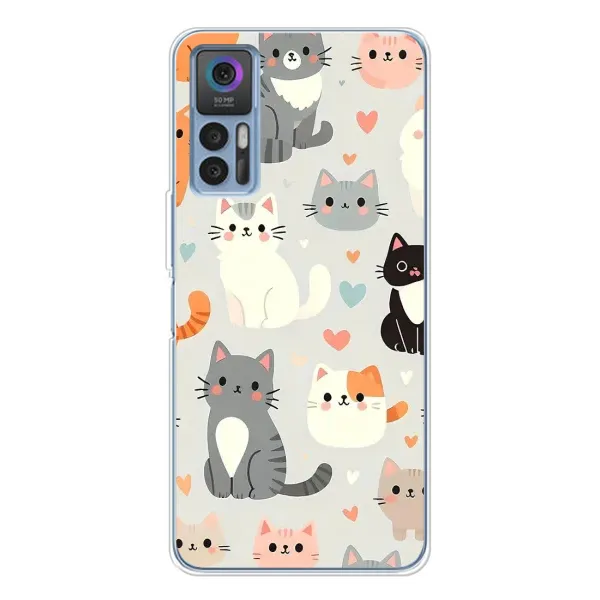 Чехол с принтом «Коллаж котов» для TCL 30 Plus Чехол с принтом «Коллаж котов» для TCL 30 Plus