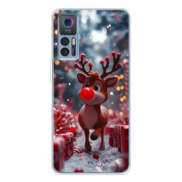 Чехол с принтом «Олень среди подарков» для TCL 30 Plus
