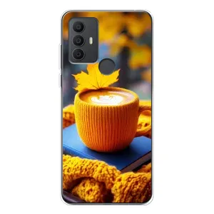 Чехол с принтом «Кофе на желтом пледе» для TCL 306