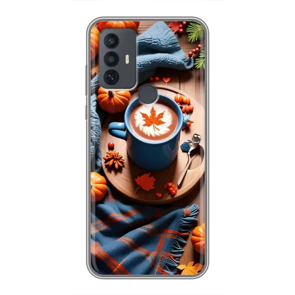Чехол с принтом «Кофе и тыковки» для TCL 30E Чехол с принтом «Кофе и тыковки» для TCL 30E
