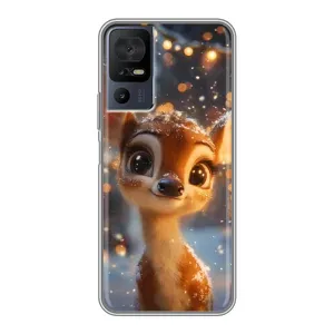 Яскравий чохол для TCL 40 SE з Зимові Оленята (Оленятко серед гірлянд)