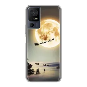 Новорічні, Святкові Чохли для TCL 40 SE - 2024 год (Санта на місяці)