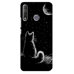Чохол з принтом для TECNO Camon 12 Air CC6 (AlphaPrint) Модні коти (Котик і місяць)