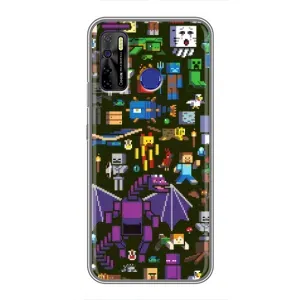 Чехол Майнкрафт на TECNO Camon 15 Air (AlphaPrint) Minecraft (Коллаж Майнкрафт)
