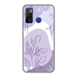 Силиконовый чехол с принтом в цветах на TECNO Camon 15 (Фиолетовые листья абстракция)