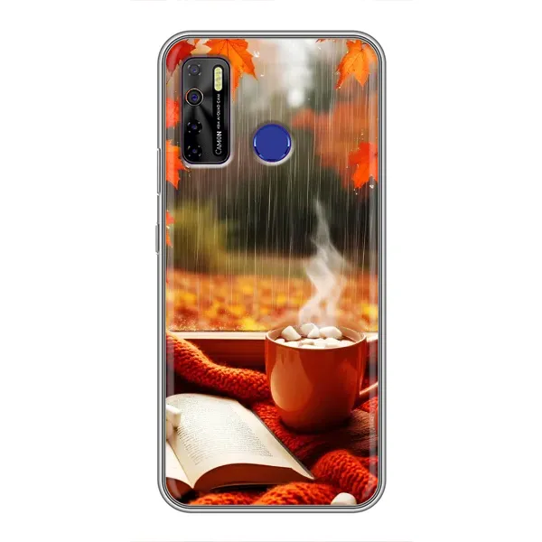 Чехол с принтом «Кофе и дождь» для TECNO Camon 15