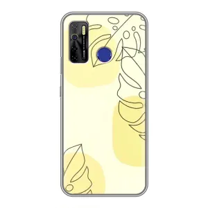 Силиконовый чехол с принтом в цветах на TECNO Camon 15 (Желтая монстера арт)