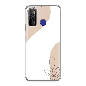 Силиконовый чехол с принтом в цветах на TECNO Camon 15 (Нюдовая веточка абстракция)
