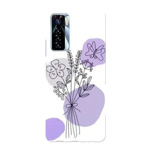 Силиконовый чехол с принтом в цветах на TECNO Camon 17 Pro (Букет фиолетовая абстракция)