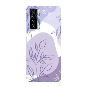 Силиконовый чехол с принтом в цветах на TECNO Camon 17 Pro (Фиолетовые листья абстракция)