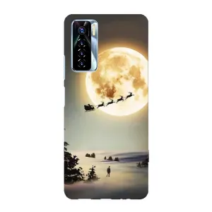 Новогодние, Праздничные Чехлы для TECNO Camon 17 Pro - 2024 год (Санта на луне)