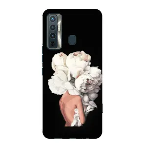 Чехлы (ART) Цветы на TECNO Camon 17 (VPrint) (Білі квіти)