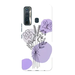 Силиконовый чехол с принтом в цветах на TECNO Camon 17 (Букет фиолетовая абстракция)