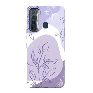 Силиконовый чехол с принтом в цветах на TECNO Camon 17 (Фиолетовые листья абстракция)