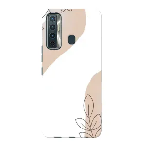 Силиконовый чехол с принтом в цветах на TECNO Camon 17 (Нюдовая веточка абстракция)