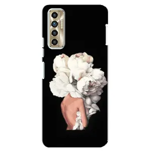 Чехлы (ART) Цветы на TECNO Camon 17P (CG7n) (VPrint) (Белые цветы)