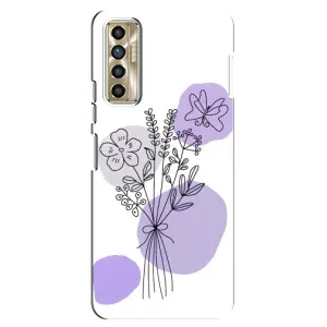 Силиконовый чехол с принтом в цветах на TECNO Camon 17P (CG7n) (Букет фиолетовая абстракция)