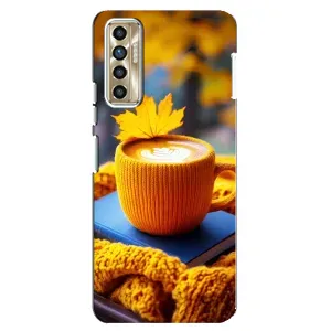 Чохол з унікальним дизайном 'Осінь з кавою' для TECNO Camon 17P (CG7n) (Кава на жовтому пледі)