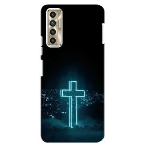 Чехол для TECNO Camon 17P (CG7n) (AlphaPrint) - (Христианские) (Крест и город)