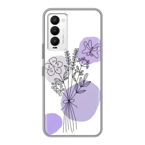 Силиконовый чехол с принтом в цветах на Tecno Camon 18 / Camon 18P (Букет фиолетовая абстракция)