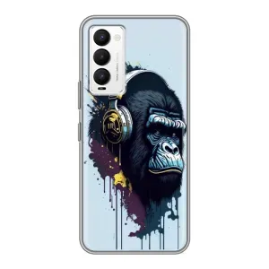 Чохол з Мавпами Tecno Camon 18 / Camon 18P - (AlphaPrint) (Горила в навушниках)