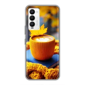 Чохол з принтом «Кава на жовтому пледі» для TECNO Camon 18 / Camon 18P